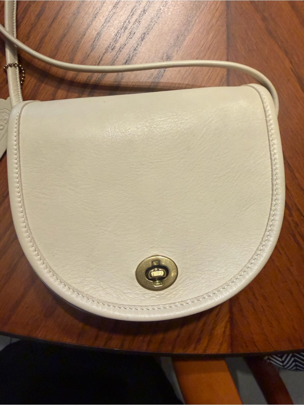 Coach Cream Leather Turn-Lock Crossbody